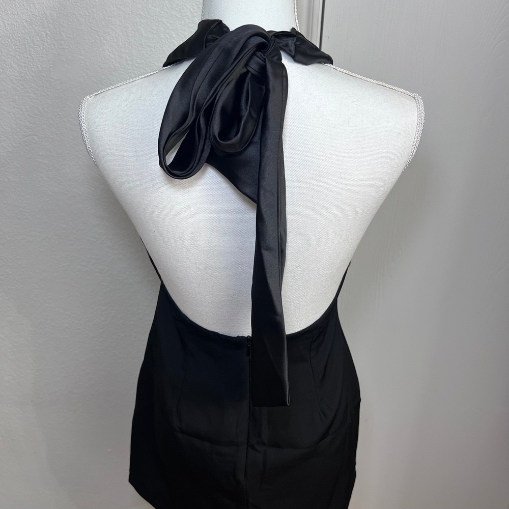 NWT Lulus Perfected Finesse Black Cowl Halter A-Line Mini Dress Size Small - Picture 4 of 10